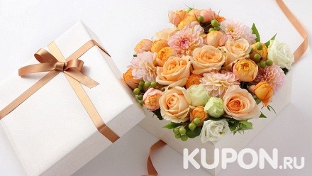 Букет из роз, цветы в шляпной коробке или цветочные композиции в коробках в виде сердца