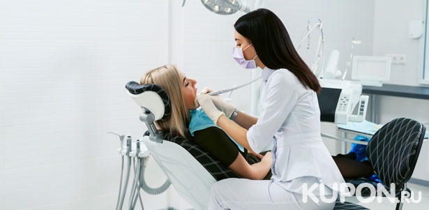 УЗ-чистка зубов с Air Flow, лечение поверхностного или среднего кариеса с установкой пломбы в стоматологической клинике на «Академической». **Скидка до 57%**