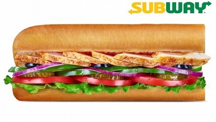 Сэндвичи, роллы или салаты в сети ресторанов быстрого питания Subway со скидкой 50%