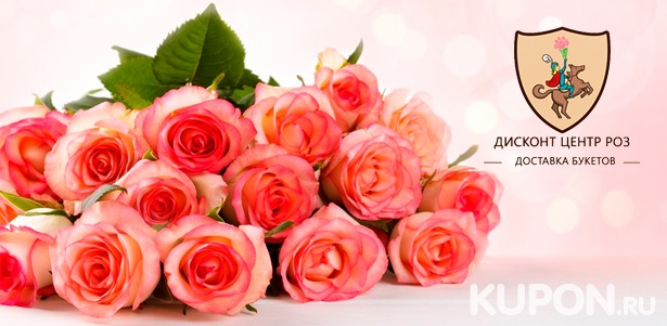 До 101 розы в букете от компании «Дисконт-центр роз»: белые, красные, кремовые, розовые или желтые! **Скидка до 70%**