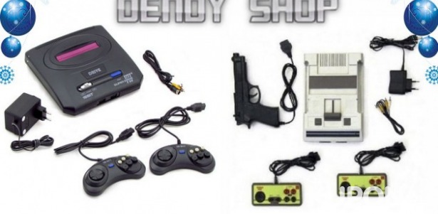 Скидки до 50% на игровые приставки от интернет-магазина DendyShop. 1200 р. за игровую приставку Junior 2 Classic, 2800 р. за 2 приставки 8 bit + 16 bit + 3350 игр
