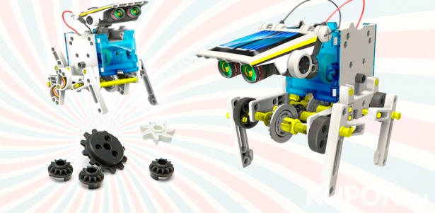 Скидка 70% на развивающую игрушку от интернет-магазина Shoppingmsk: конструктор с солнечной батареей для сборки 14 роботов