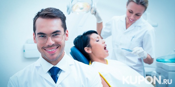 Услуги стоматологического центра «УниДент»: УЗ-чистка зубов, снятие налета методом Air Flow, лечение кариеса с установкой светоотверждаемой пломбы, отбеливание Amazing White. Скидка до 84%