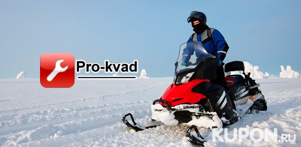 От 30 минут катания на снегоходе с арендой экипировки и сопровождением инструктора от компании Pro-kvad. **Скидка до 68%**
