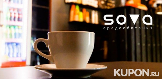 Скидка 50% на любые блюда из меню и напитки в «Среде обитания Sova» на Пушкинской: кофе, лимонады, матча, мороженое и другое