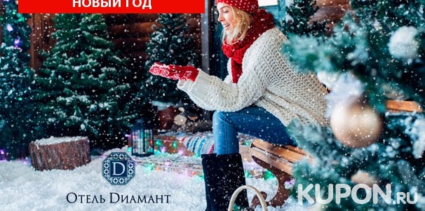 Празднование Нового года и Рождества в загородном отеле «Диамант» в Подмосковье: проживание, питание, развлекательная программа, охраняемая парковка, Wi-Fi и не только со скидкой 30%