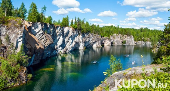 Тур в Карелию на 1 день «Горный парк “Рускеала”, Мраморный каньон и водопады» от туристической компании «Хохлома Тур». Скидка 67%