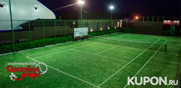 Игра в большой теннис на открытом корте для компании до 4 человек в теннисном клубе «Ореховая роща». **Скидка до 40%**